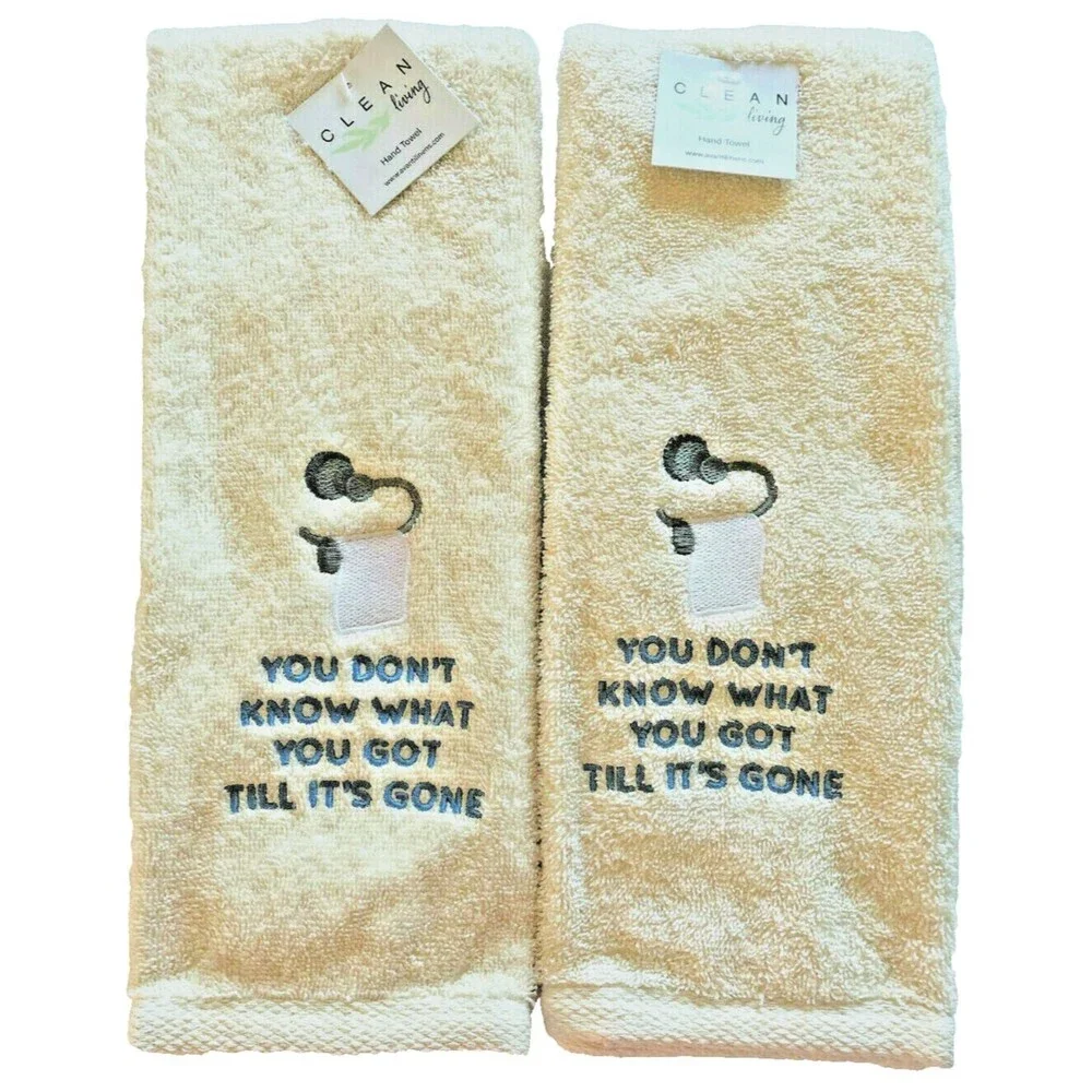 Avanti Hand Towels Don't Know What You've Got Ivory Embroidered Guest Set of 2
